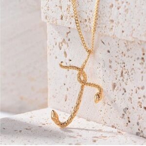 14k Gold Plated Double Snake Pendant Necklace